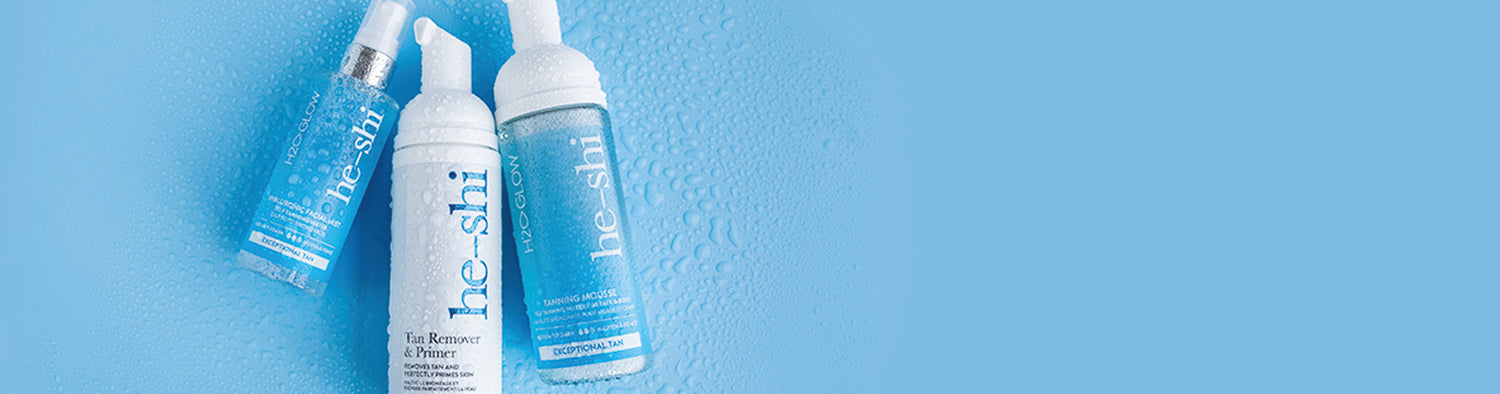 He-Shi H2O Glow Mousse, Mist and Tan Remover and Primer