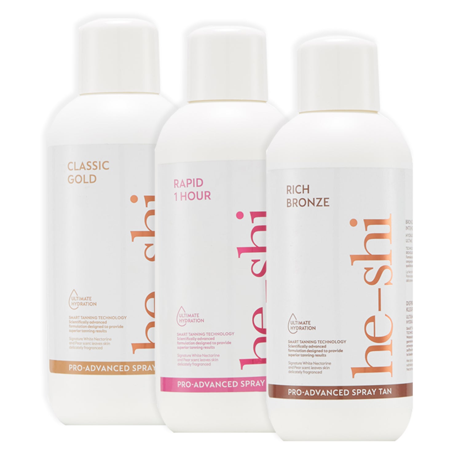 range of He-Shi spray tan products