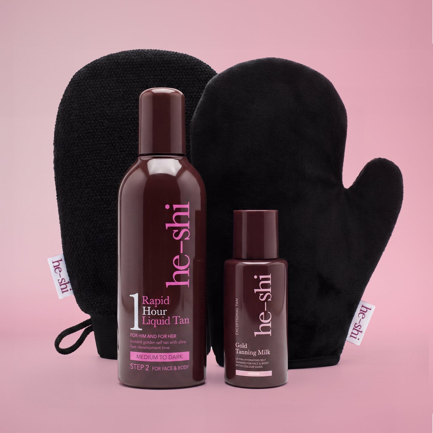 Products contained in the One Hour Collection on a pink background