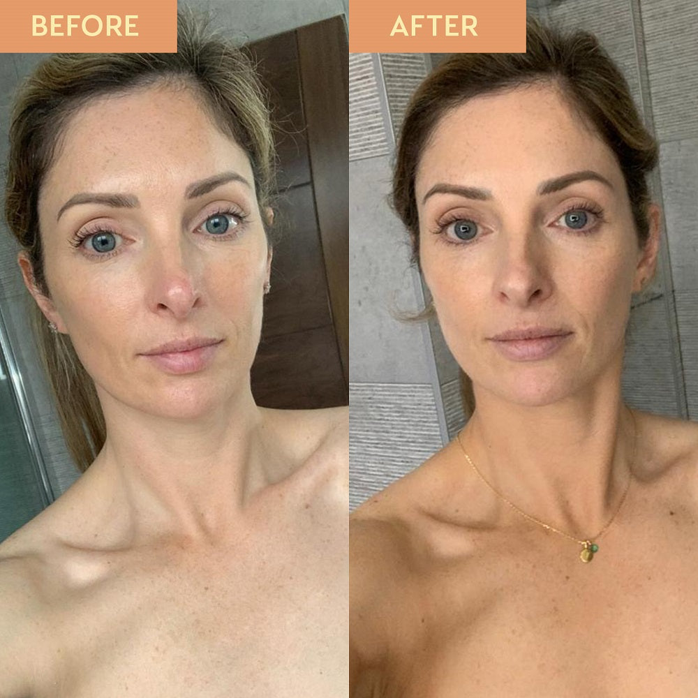 image showing before and after applying the products in this bundle