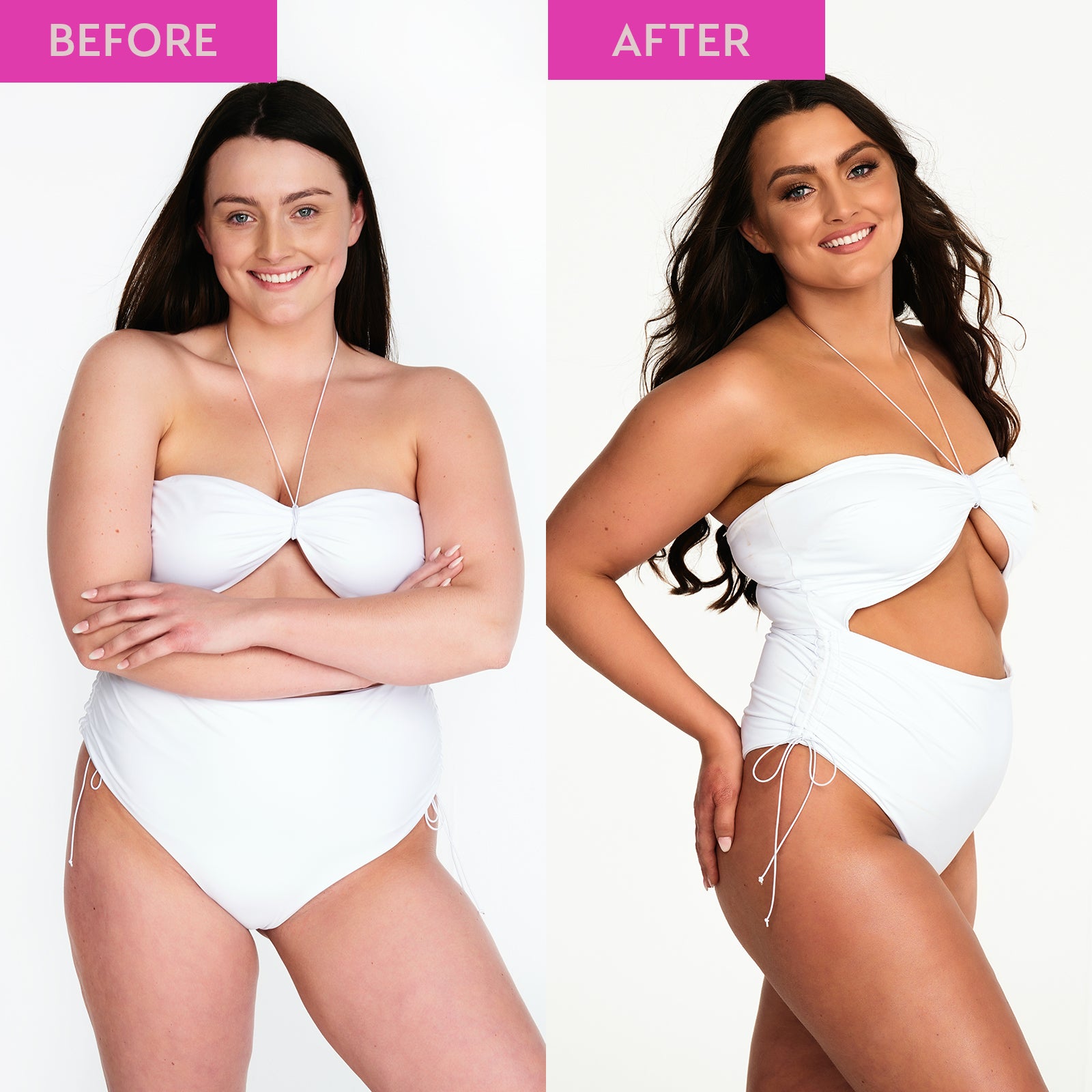 before and after gif of he shi rapid 1 hour tan